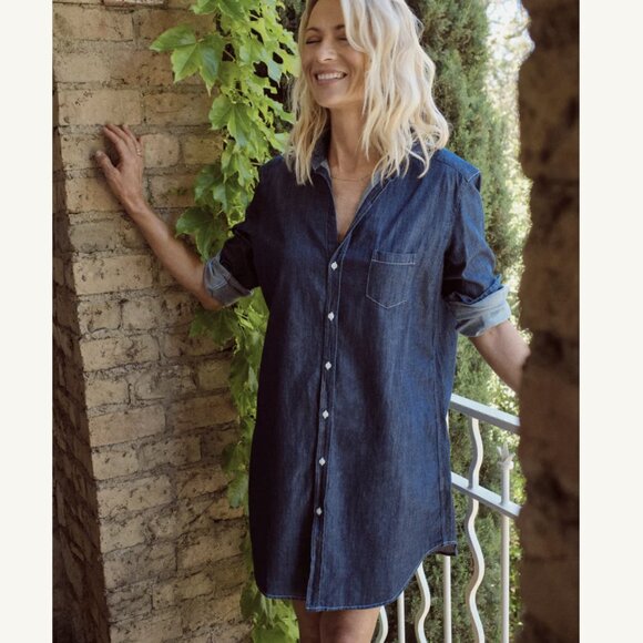 Frank & Eileen Famous Denim MARY Classic Shirtdress Size: L Distressed Raw Rinse - Picture 1 of 16